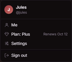 Account menu