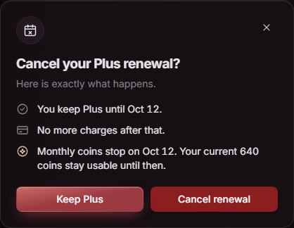 Cancel renewal confirmation
