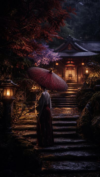 Rain on the steps